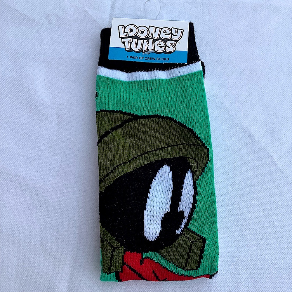 Warner Bros. Looney Toons Green Character Marvin Crew Socks